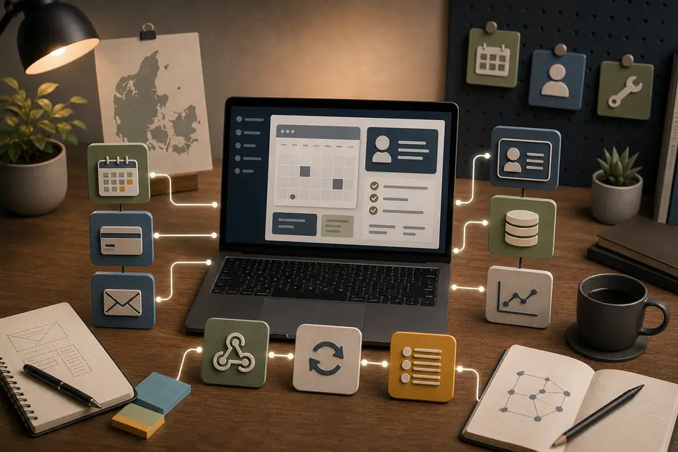 Bookingintegration der forbinder tilgængelighed, reservationer, betalinger, kundedata, køer og…