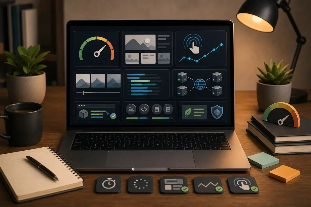 Performance-dashboard med Core Web Vitals, optimerede assets og leveringssignaler
