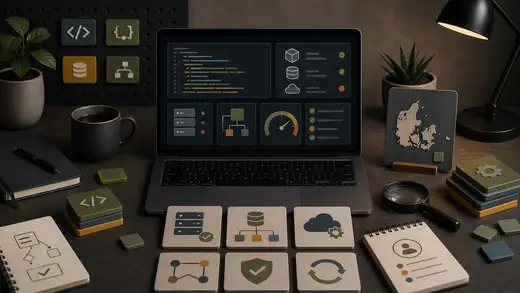 Arbejdsgang for PHP-udvikling med backendmoduler, databasetjek, API-forbindelser og status for…